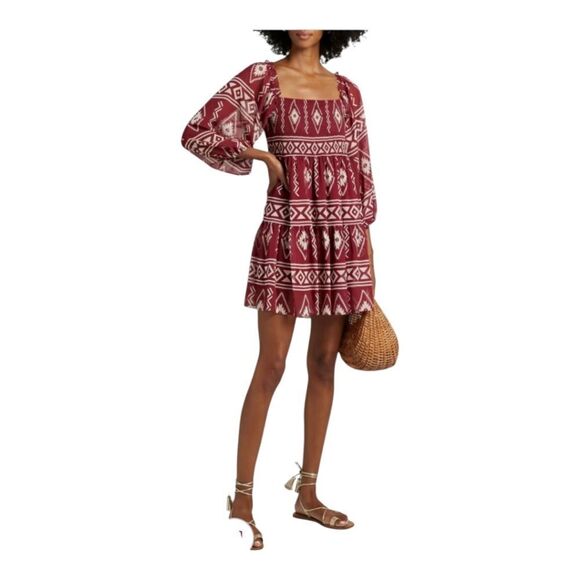 Sachin & Babi Lola Dress Crimson Red Aztec Border Print Cocktail Evening Party - Picture 5 of 14